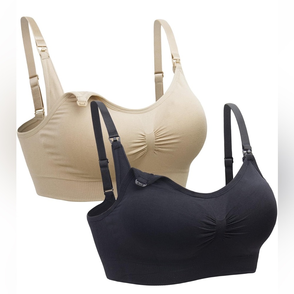 Suekaphin 2pk Nursing Maternity Bra Comfy Sleeping with Extenders Size: Large